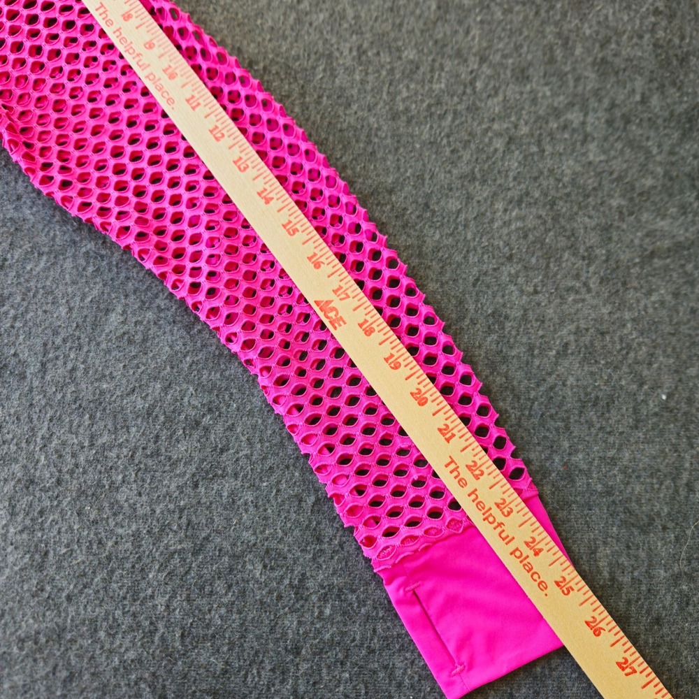 Savvi Hot Pink Fishnet Mesh Crop Top Long Sleeve Neon XL NWT - Picture 7 of 8